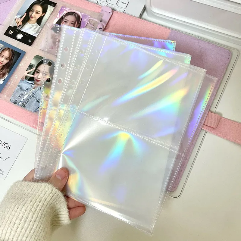 10pcs Laser A5 Binder Refill Pockets Sleeves Toploader Photocards Notebook Diary3inch 5inch Photo Album Inner Sleeves And Casing