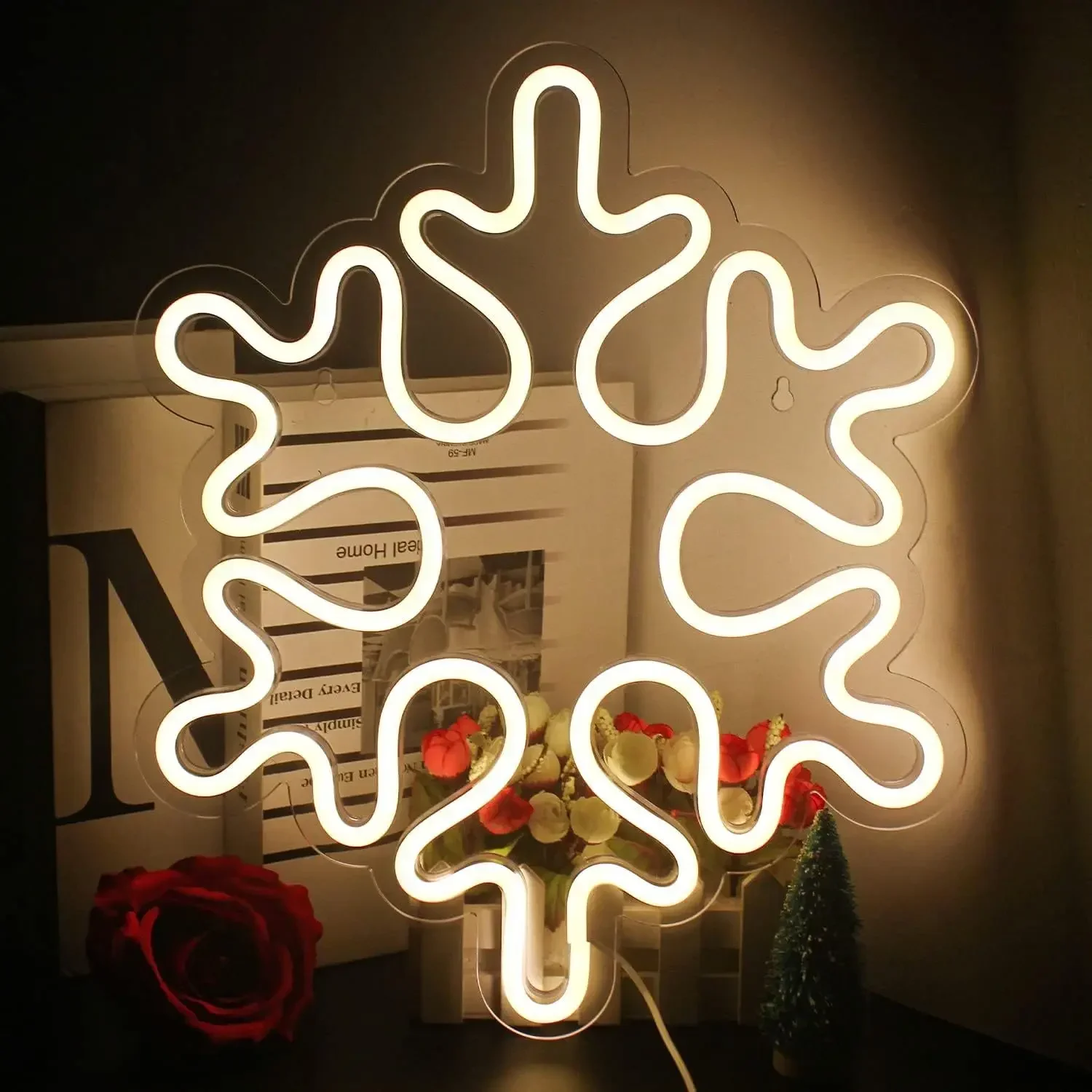 

Snowflake Neon Sign Led Neon light Sign for Wall Decorations for Living Room Shop Home Bar Winter Christmas Party Gifts