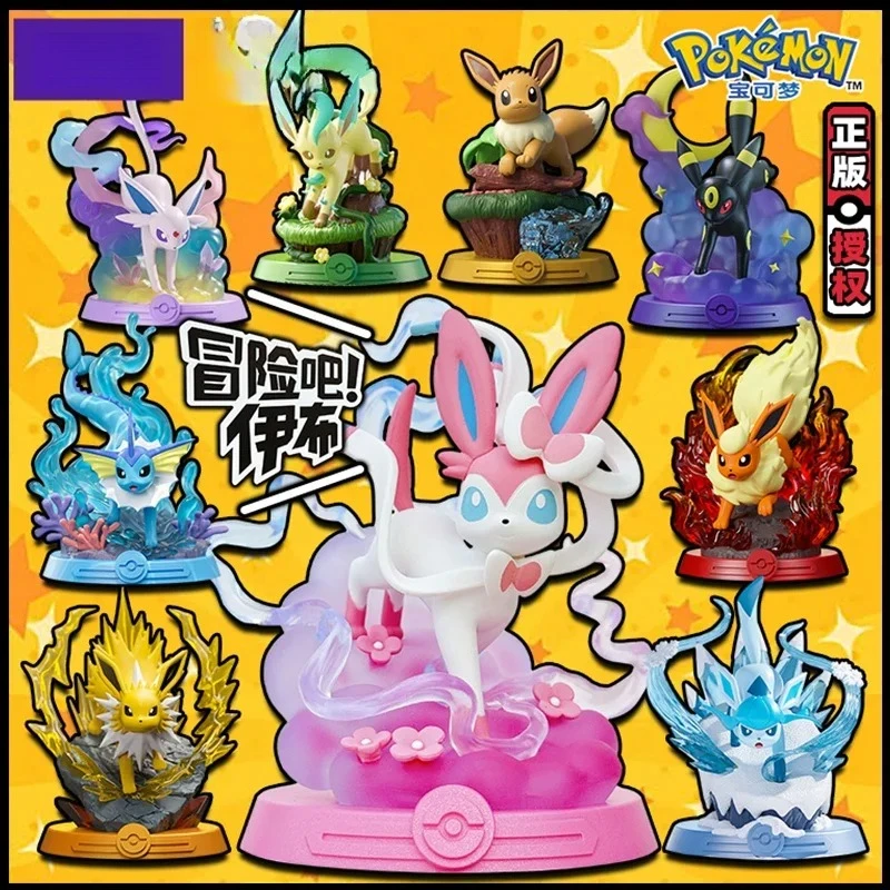 genuine-funism-pokemon-take-a-risk-eevee-2nd-generation-flareon-espeon-vaporeon-action-figure-model-toy-birthday-gift-for-fans