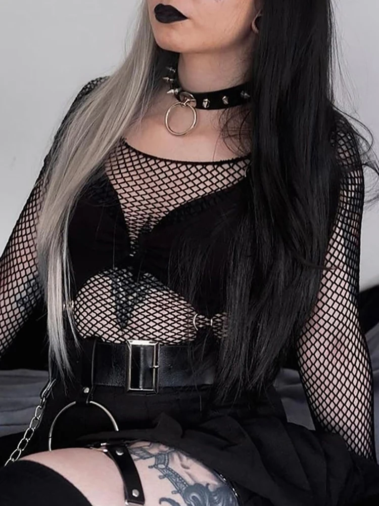 Goth k Finet découpé femmes Sexy ter t-shirts pour la saison d'automne autre matériel 00% dames Faionable Dr hauts