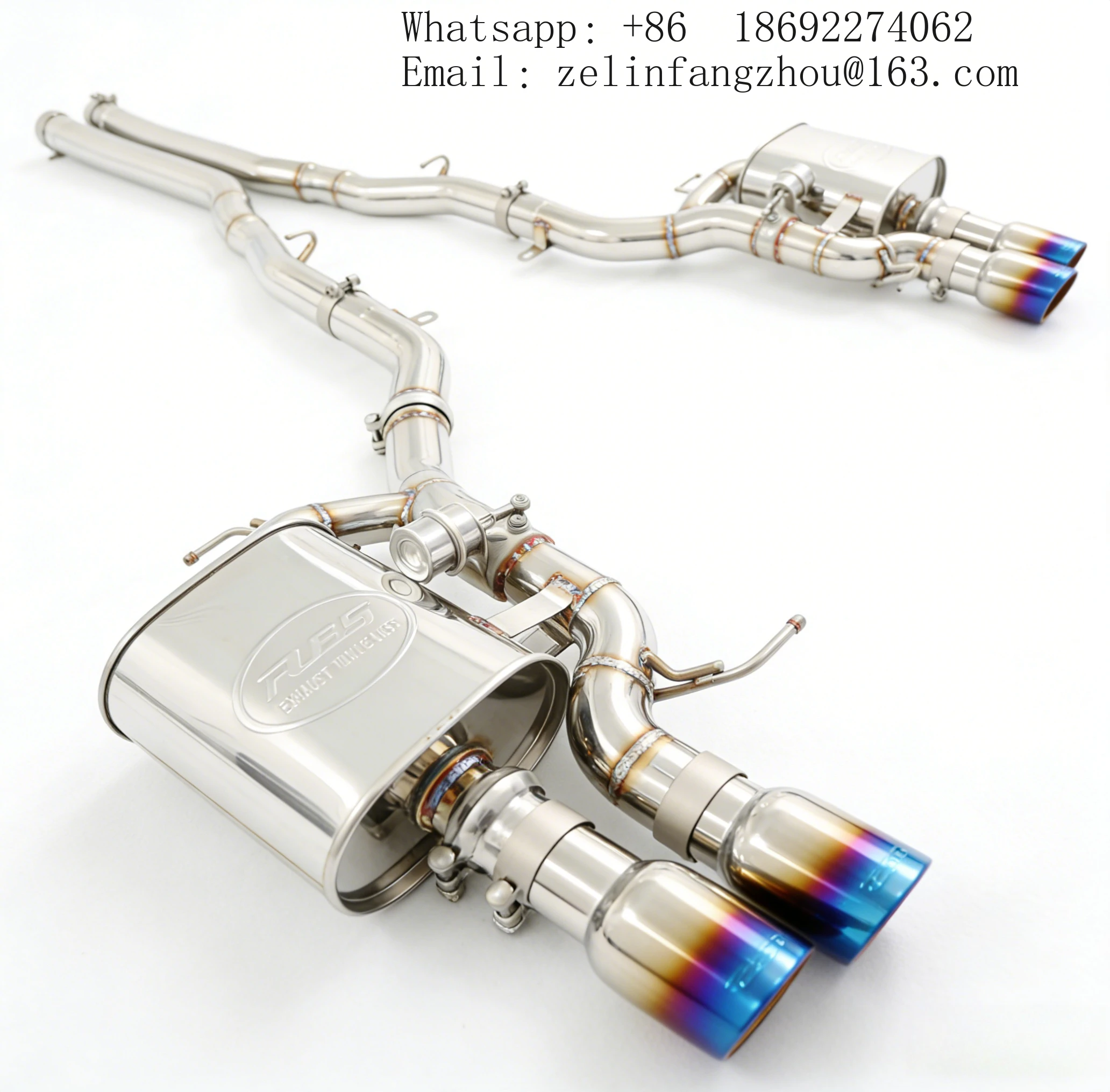 SS304 Valvetronic Catback Exhaust System For BMW 6 Series 650i TIG Welding High Performance Muffler 4 Blue Tips Auto Parts