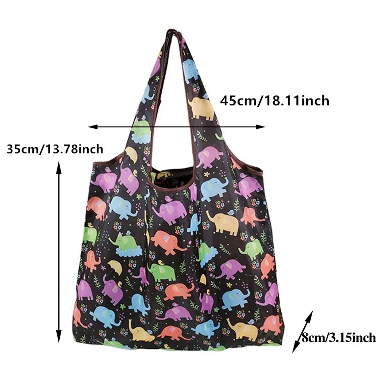1pc Reusable Shopping Bags Women Foldable Tote Bag Portable Cloth Eco Grocery Bag Folding Large Capacity Fruit Vegetable Handbag