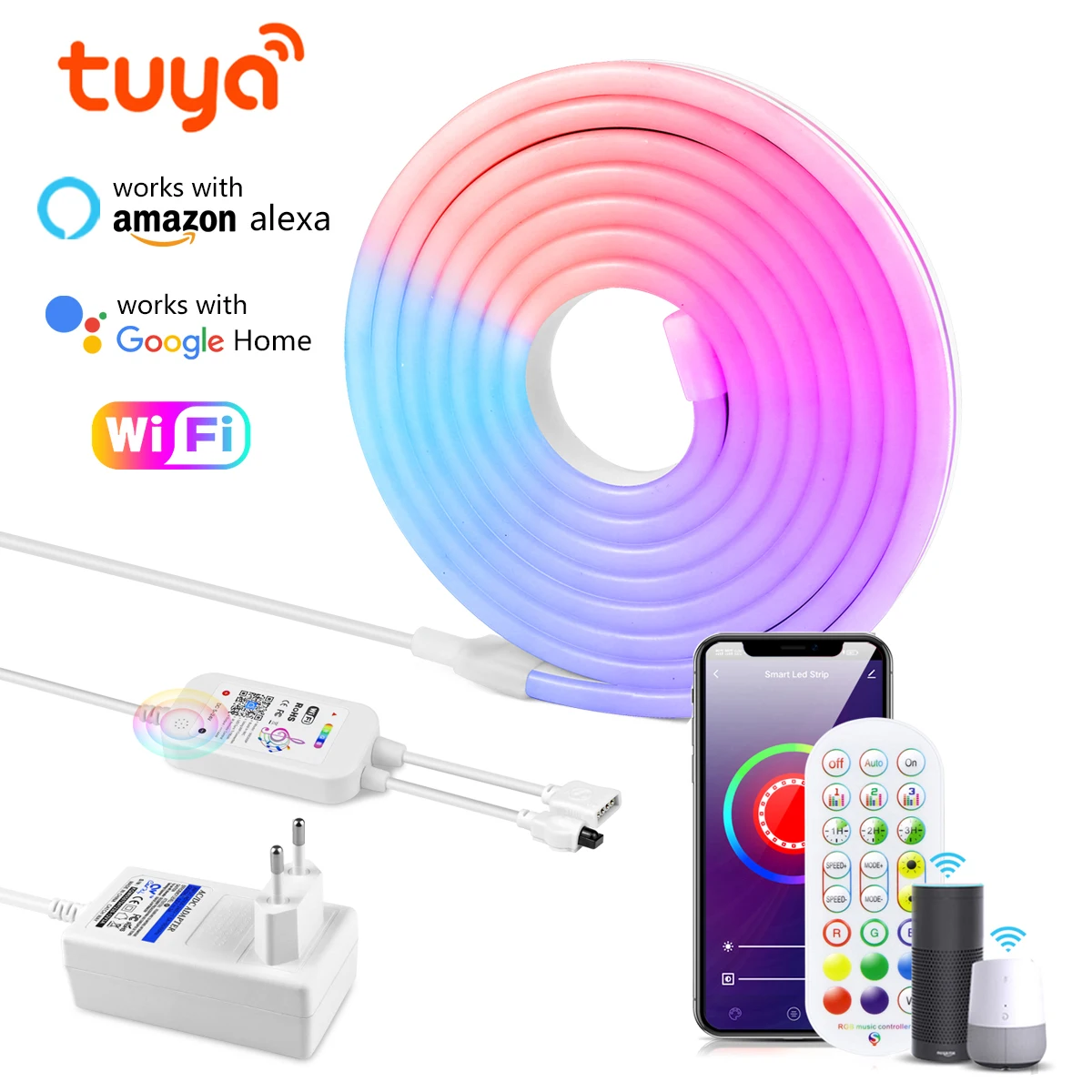 12 فولت تويا الحياة الذكية RGB LED ضوء النيون 5 متر 3 متر 2 متر 1 متر واي فاي LED قطاع النيون تسجيل الشريط الديكور مصباح أليكسا جوجل المنزل مع جهاز التحكم عن بعد #2