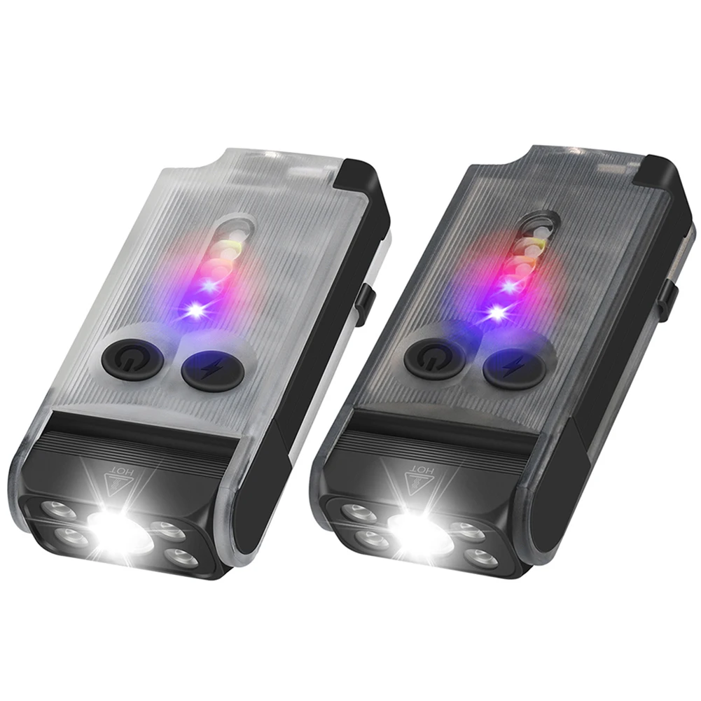 Luz de trabajo con zumbador giratorio de cabeza 180 ° Antorcha superbrillante con rotación, miniluz de Flash EDC con carga USB para acampar, pescar y caminar