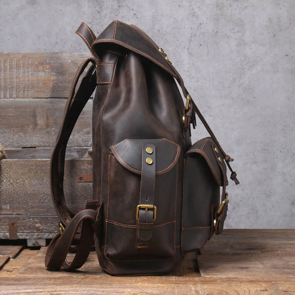 S.WORKER Vintage Echtleder-Rucksack Laptop-Tasche Lässige Crazy-Horse-Leder-Schultasche Outdoor-Reise-Weekender-Tasche – Detail 14