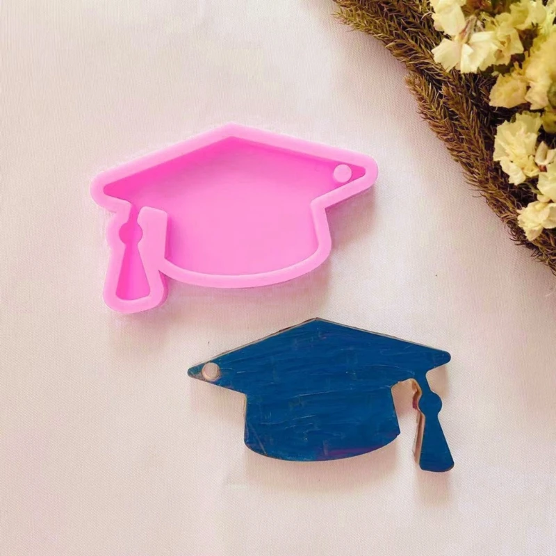NEW Glossy Hat Molds Silicone Keychain Mold for Resin Epoxy Craft DIY 2024 Graduation Hat Jewelry Pendant Mold