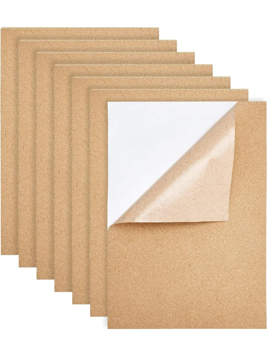 4 Sheets 15.7x11 Inch Self-Adhesive Cork Sheets Cork Tiles 1mm Thick Cork Mats for Coasters and DIY Crafts