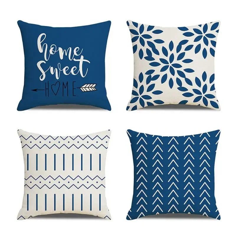 

4PCS Throw Pillow Covers 18x18Inch Decorative Pillow Covers Soft Navy Blue Pillowcases for Couch Sofa Bed Home Boho Decor Accent