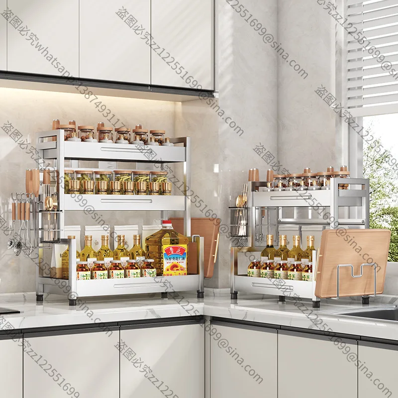 Suitable for Kitchen Seasoning Rack, Countertop Cutting Board, Knife Holder, Chopstick Cartridge, Double-layer Oil, Salt,