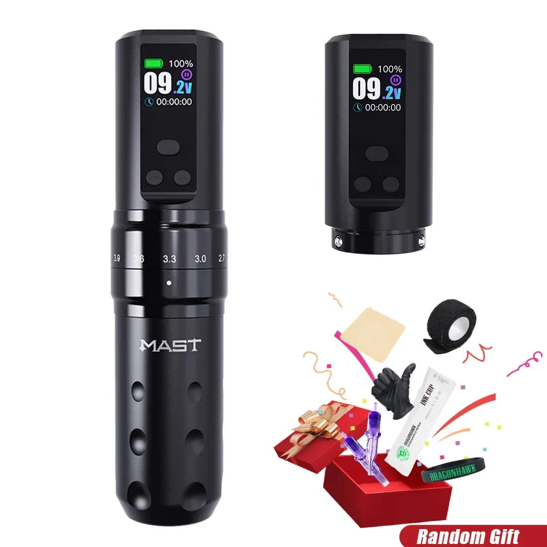 Mast Tattoo Fold 2 Pro Wireless Tattoo Machine 7 Adjustable Stroke Color Screen Pen 2000mAh Large Capacity Battery Machine