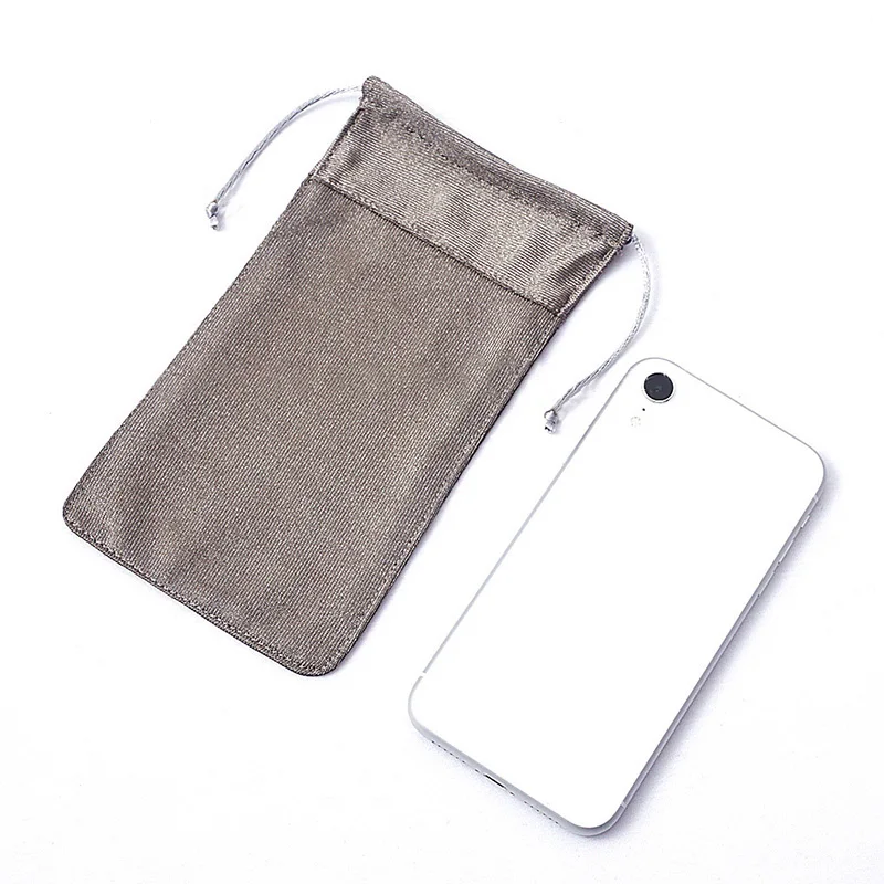 Silver Fiber Mobile Phone Bag Faraday Bag Radiation Protect Rf Signal Blocker Shield Emf Protection Drawstring Card Storage Bag