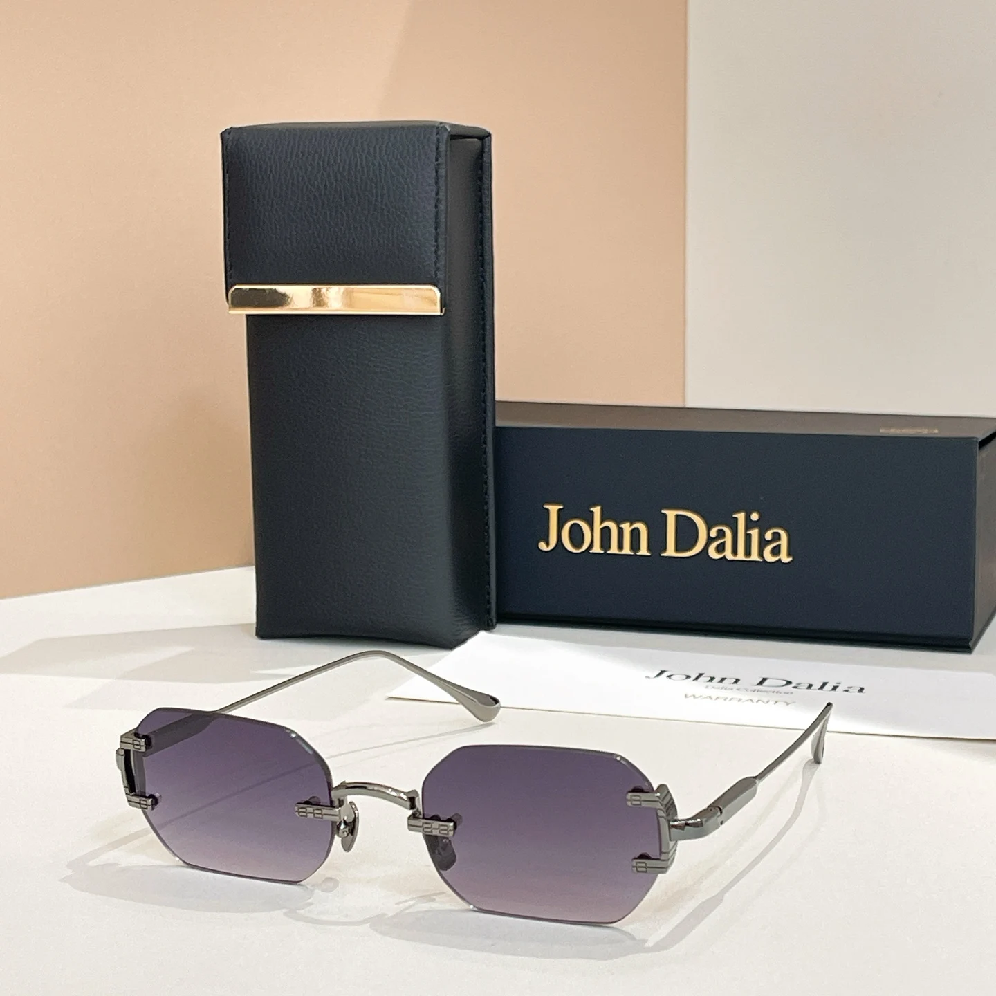 Voor JOHN DALIA JD AMARU mode Randloze Outdoor Sport Zonnebril Mannen Gepolariseerde UV400 Premium Vrouwen Paar Brillen Met Doos