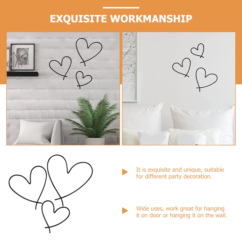 

3pcs Love Decor Heart Shaped Decor for Door Wall Valentine Kitchen Large Metal Romantic Wedding