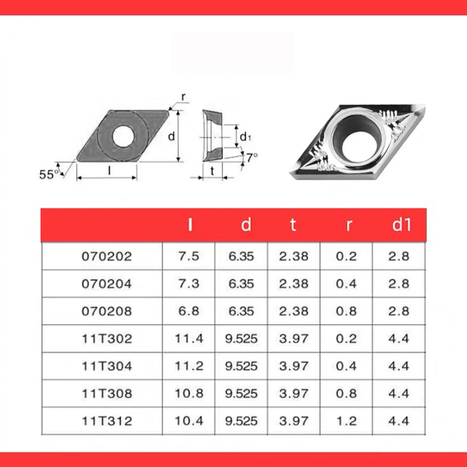 10pcs DCGT Carbide Turning Tool Inserts Rhombus CNC Lathe Cylindrical Blade Aluminum Stainless Steel Finishing DCGT0702/070204