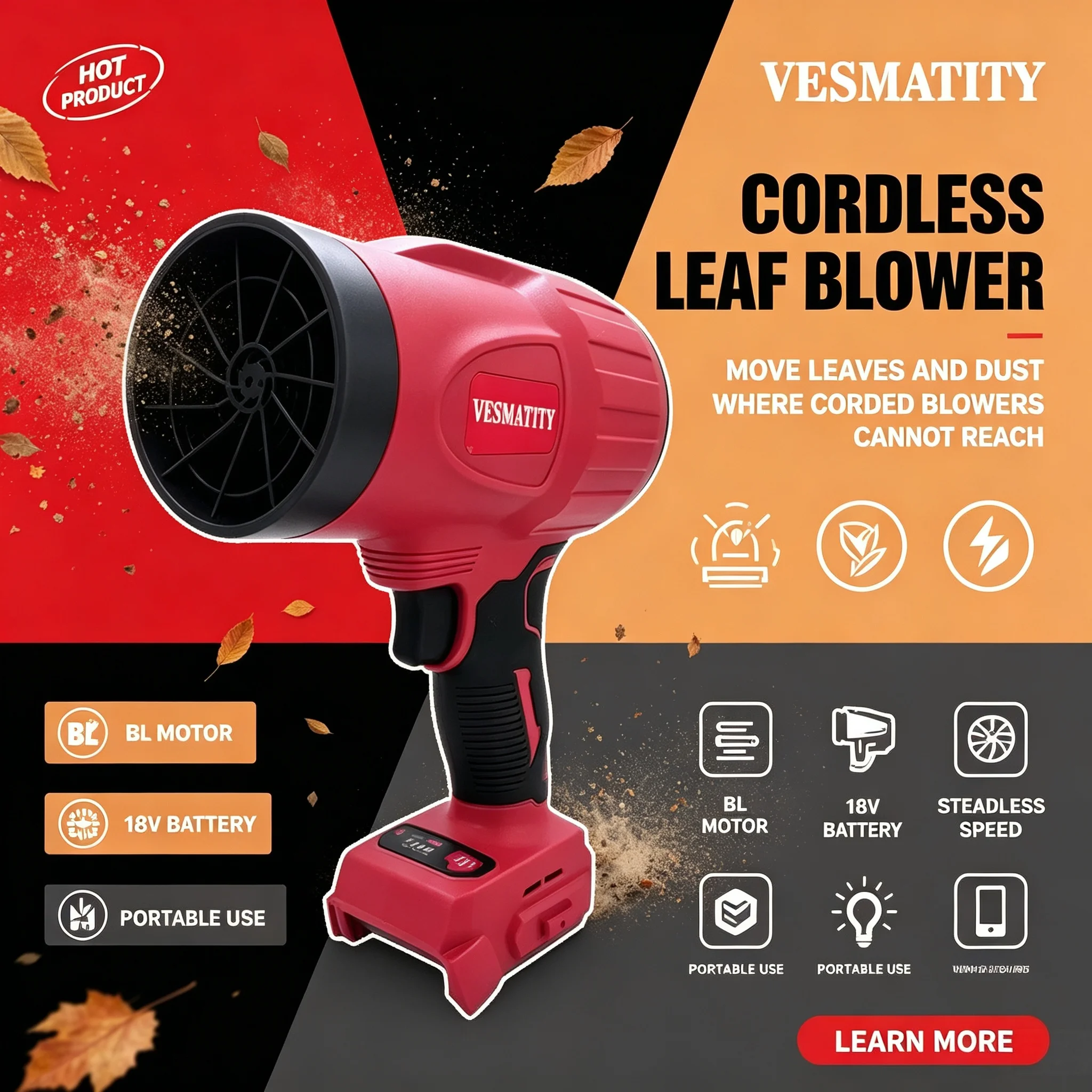 Brushless 22000RPM Electric Powerful Air Blower gun turbo Jet Fan Air gun Car Dryer Blowing Tools For Milwaukee 18V Battery