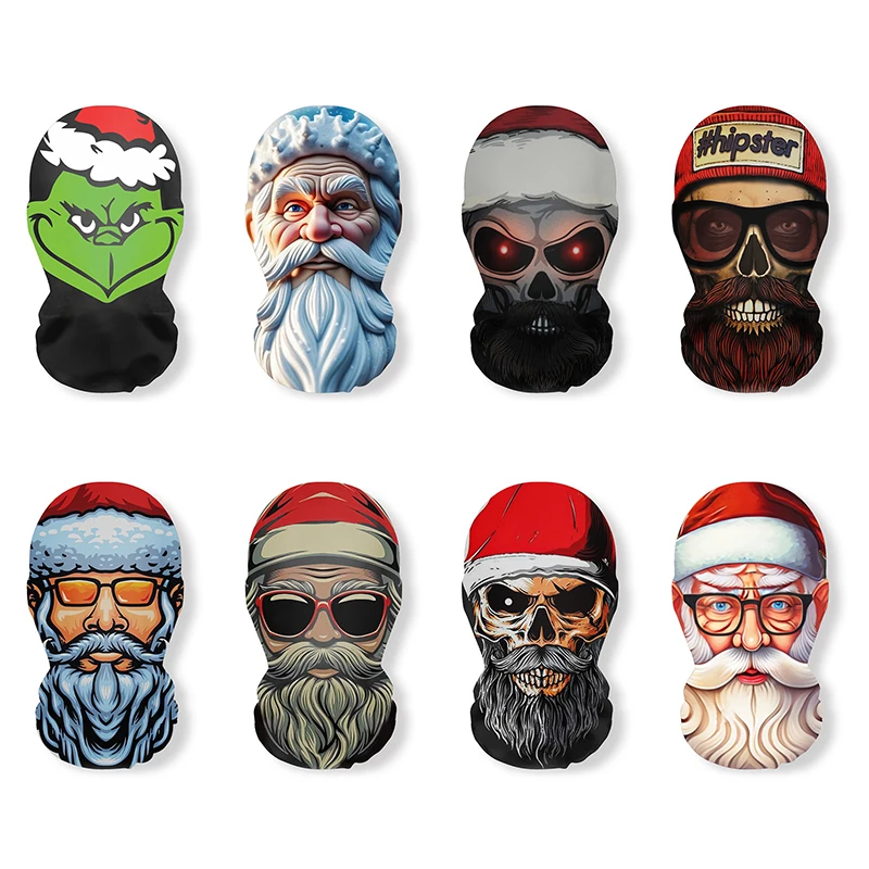 3D Parody Series Santa Claus Full Face Mask Funny Riding Scarf Dust Head Cover Sunscreen Headwear Christmas Cosplay Props