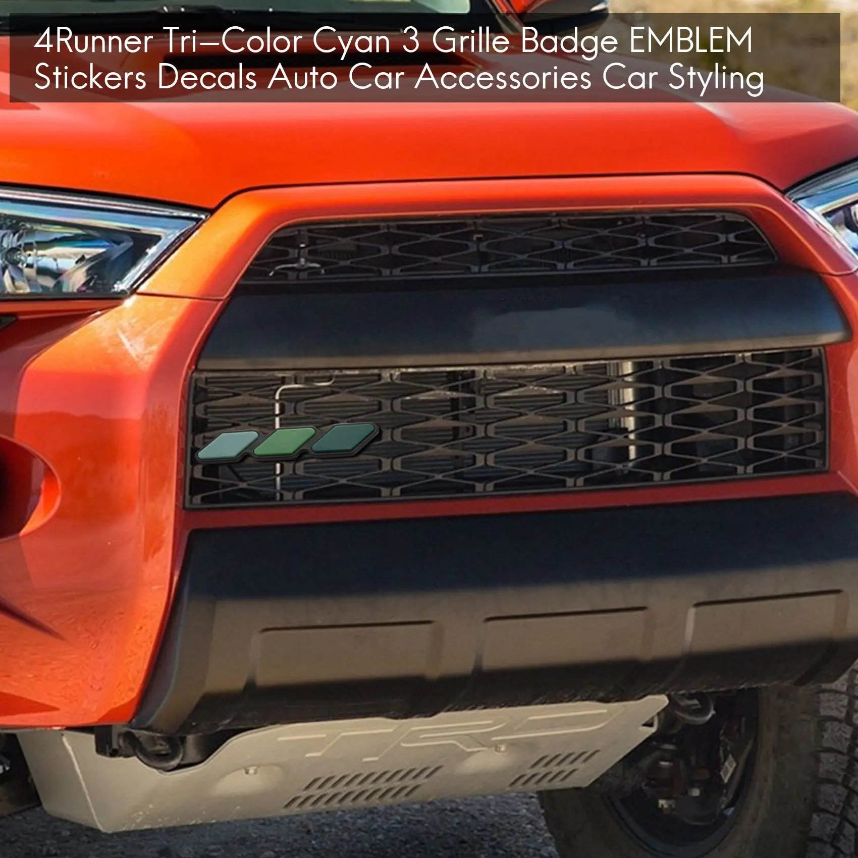for Toyota Tacoma 4Runner Tri-Color Cyan 3 Grille Badge EMBLEM Stickers Decals Auto Car Accessories Car image 5