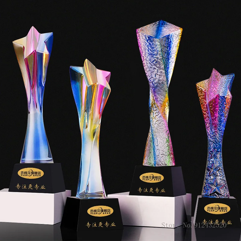 

Colorful Crystal Trophy, Custom-made, Excellent annual meeting Awards, Souvenirs, Home Decoration Collection, Creative, New, 1Pc