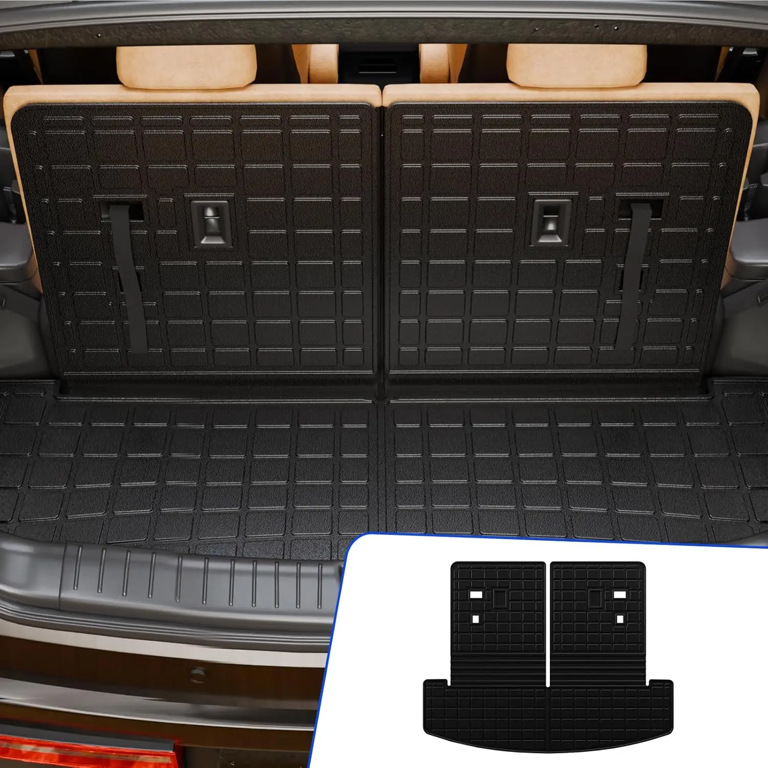 

2024-2026 Hyundai Santa Fe Trunk Mat with Backrest, All Weather Cargo Liner Accessories