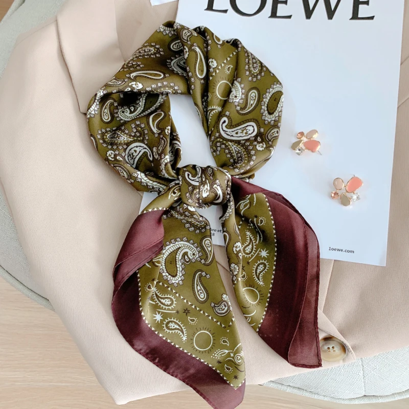 70*70cm Spring Autumn Lady Beach Silk Scarf New Style Headscarf Women Fashion Square shawl wrap Luxury foulard bandanna muffler