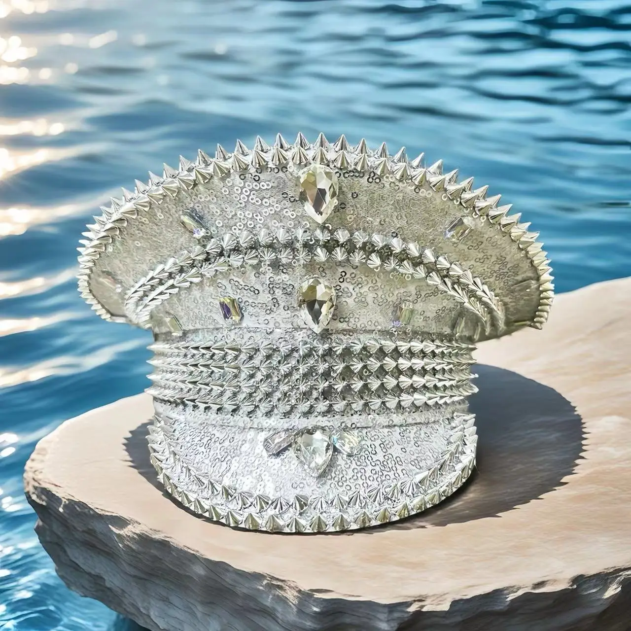 

Карнавальная шляпа для взрослых, шляпа капитана со стразами для Burning Man, женские аксессуары для косплея