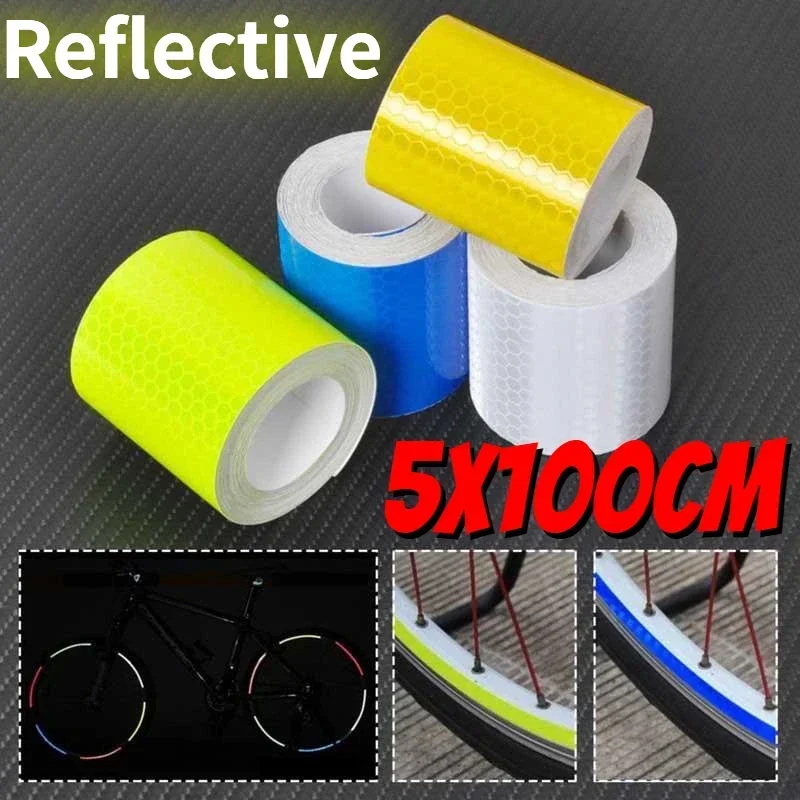 

5x100CM Reflective Tape Sticker Car Safety Mark Auto Motorcycle Sticker Car Self Adhesive Warning Protective Strip Film Stickers