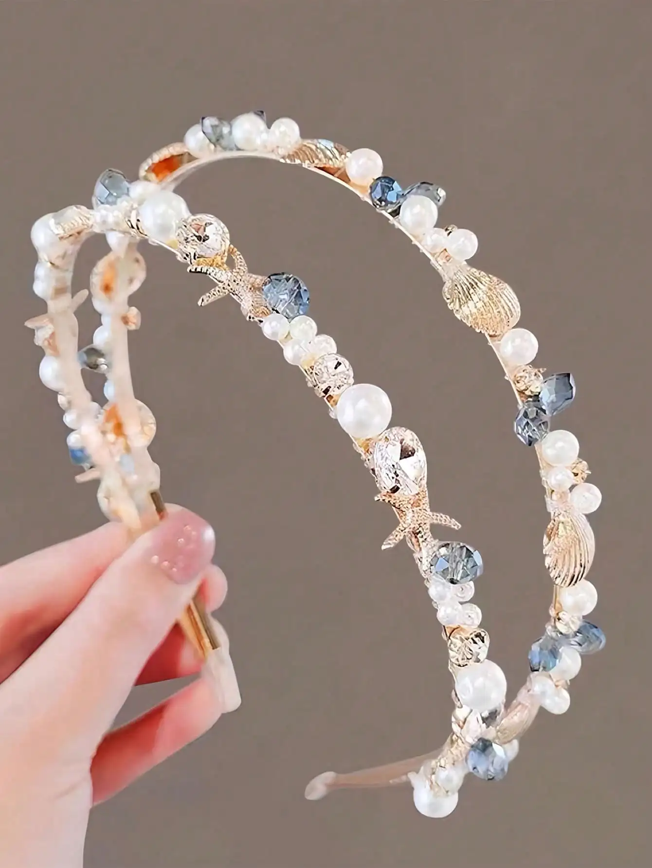 

1pc Vintage Faux Pearl Crystal Headband, Minimalist Elegant Seashell Hair Accessory, Sweet Hairpin Headband