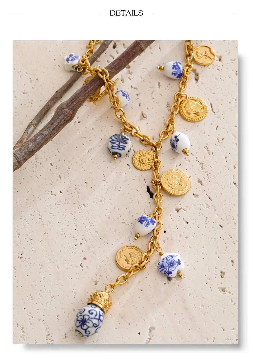 Yhpup Sommer-Halskette aus Edelstahl mit Keramik-Herz-Blumen-Anhänger, hochwertige Y-Kette, trendiger moderner Schmuck – Detail 9
