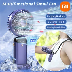 Xiaomi MIJIA Portable Fan New Handheld Mini Business Fan USB 5000mAh Rechargeable Student Small Hanging Neck Fan Data Display