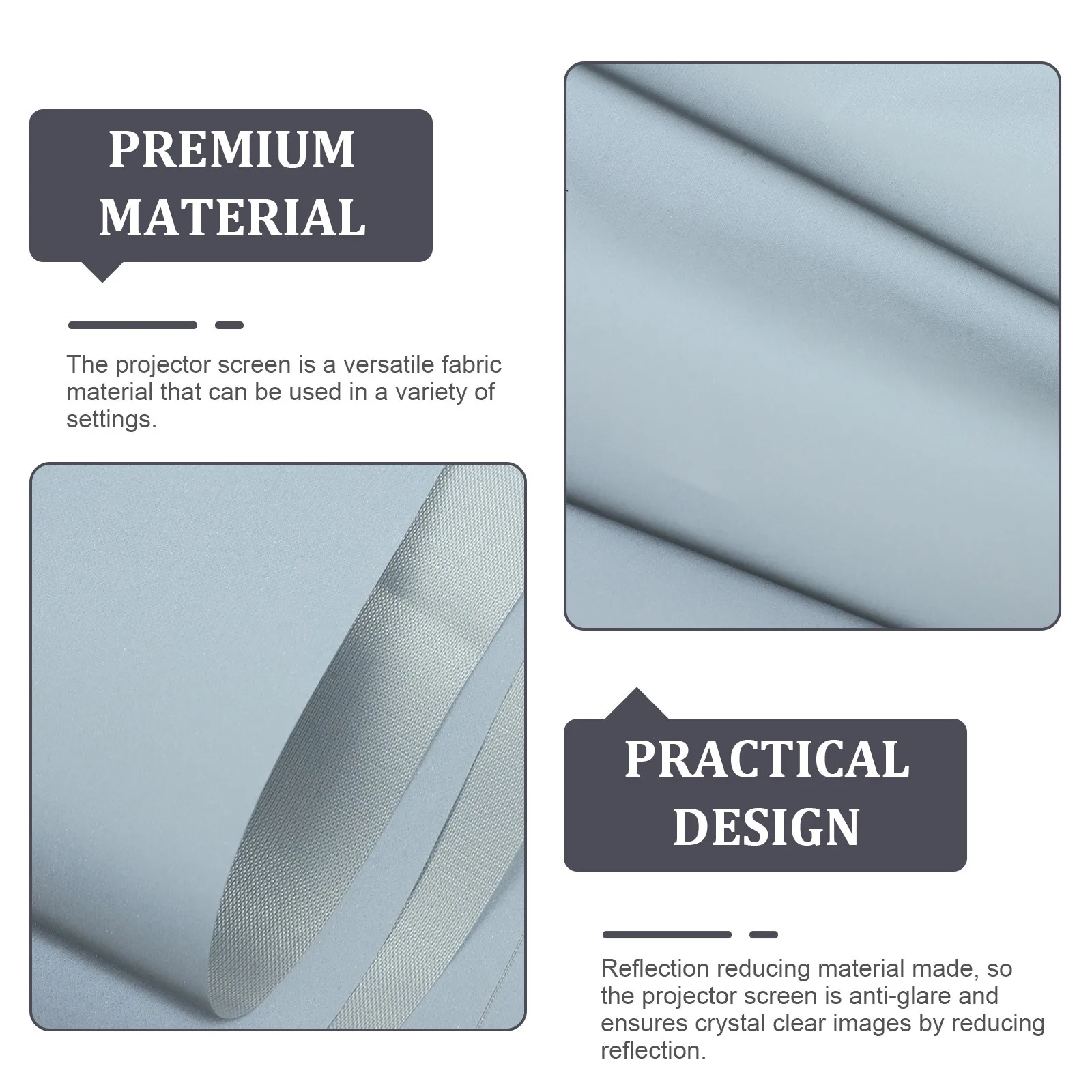 Tela de projetor antirreflexo material de tela de projeção cinza dobrável de 120 polegadas para sala de aula de escritório interno e externo
