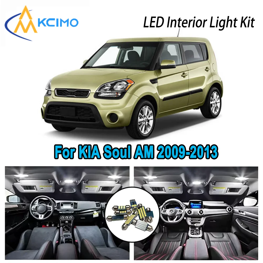 

High-Quality LED Interior Kit for KIA Soul AM 2009-2013 2010 2011 2012 2013 Premium Error-Free Dome Map Trunk Automotive Lamps