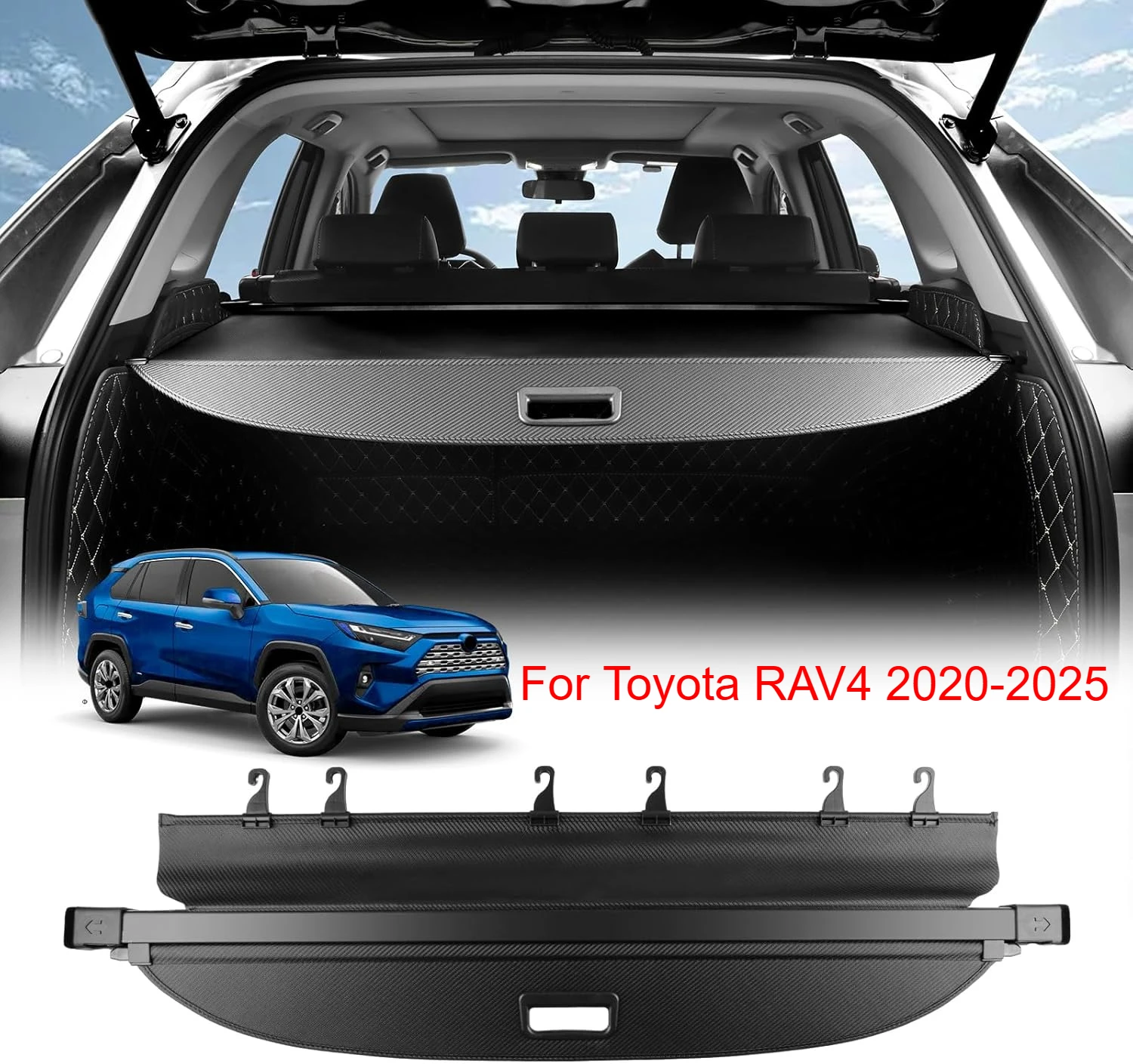 

Car Rear Trunk Cargo Cover For Toyota RAV4 20-25 Trunk Curtain Cover Organizer Stowing Tidying Canvas Auto Interior Accessories