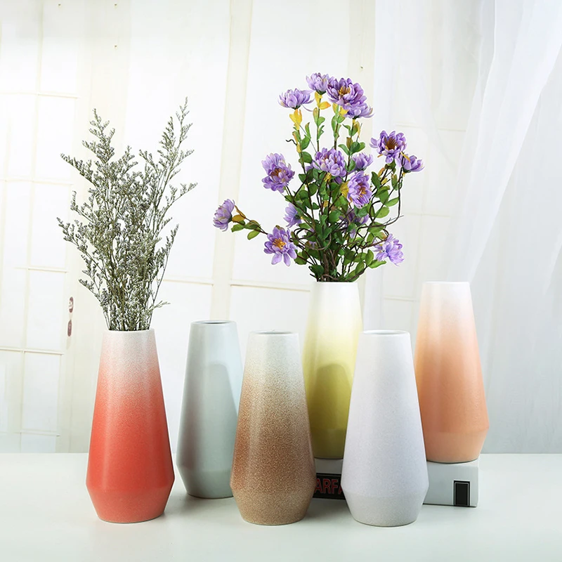 

Nordic Gradient Morandi Ceramic Art Vase Modern Hydroponics Flower Arrangement Desktop Ornament Crafts Home Decoration