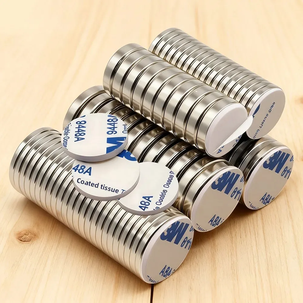 

Powerful Neodymium Magnet Round With double-sided adhesive Super Strong Magnets N35 NdfeB Permanent Magnetic Refrigerator Magnet