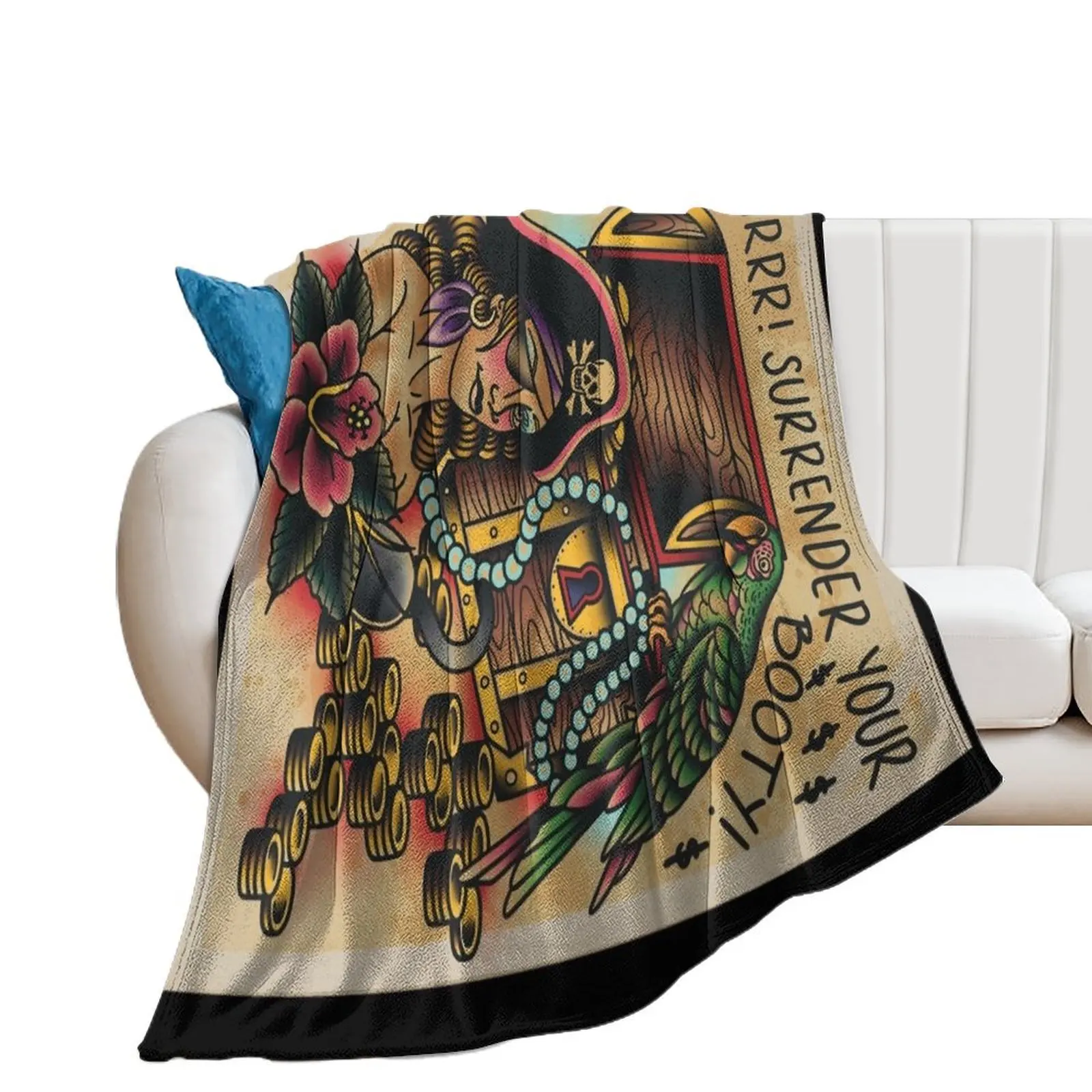 

Pirate booty tip sign Throw Blanket Nap Decorative Throw Blankets