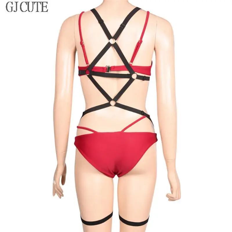 Sexy Underwear Gothic Suspenders Straps Stocking Body Lingerie Sexy Women Leather Harness Underwear Garter Belt Erotic