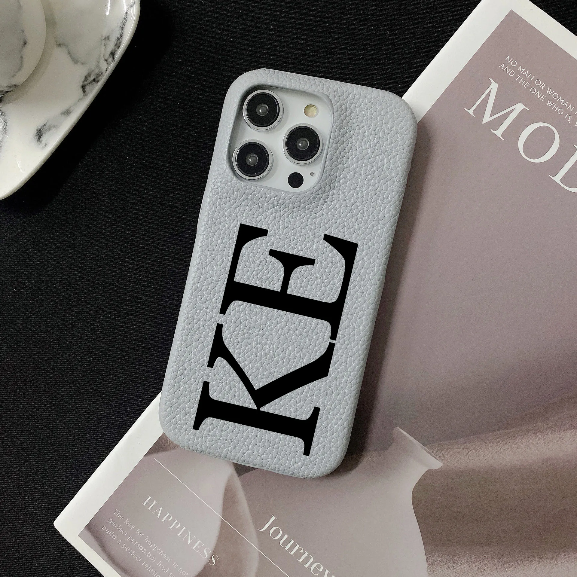 Personalised inevitable Initial kafr letters name Leather Case for iphone 11 12 14 13 15 Pro Max 16 14Plus Luxury Hard Covers