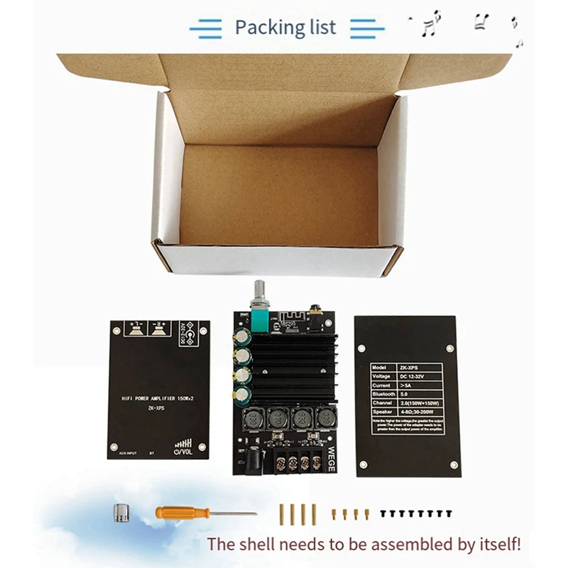 Amplifier Board Two-Channel Stereo ZK-XPS 5.0 150W Channel Amplifier Board With Short Circuit Protection For Sound Box