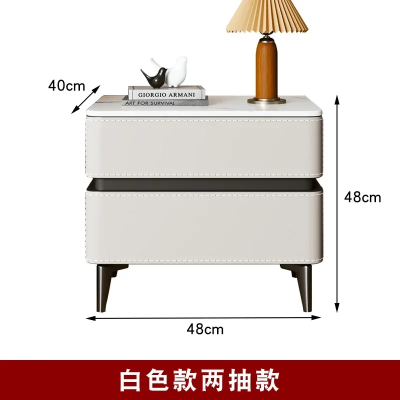 غرفة نوم رئيسية من الجلد ذات سرج خفيف فاخر غير لامع وخزانة تخزين راقية إيطالية بسيطة #2