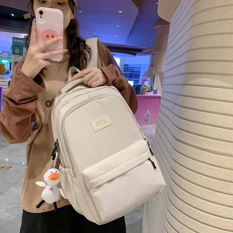 Backpack Female Simple All-in-one Campus Solid Color Large Capacity High School Student Travel Computer Backpack Две сумки.