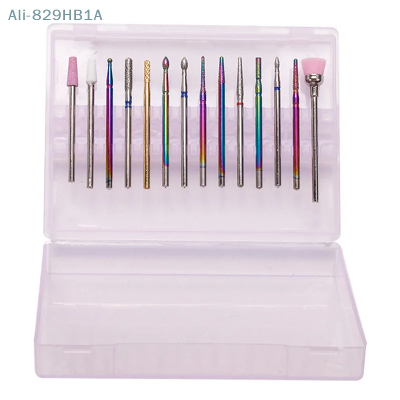 Nail Polishing Head Storage Box 14 Grid Grinding Head Display Box Ceramic Tungsten Steel Nail Polishing Head Box