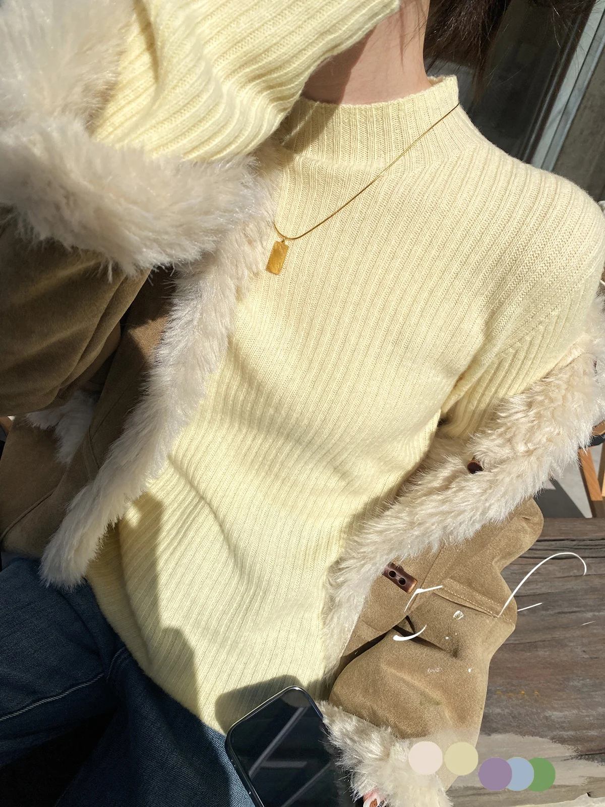 

FEELROOM Женская модная базовая кофта из 100% шерсти с высоким воротником, облегающая, универсальная, зимняя, цветная, для ношения под одеждой