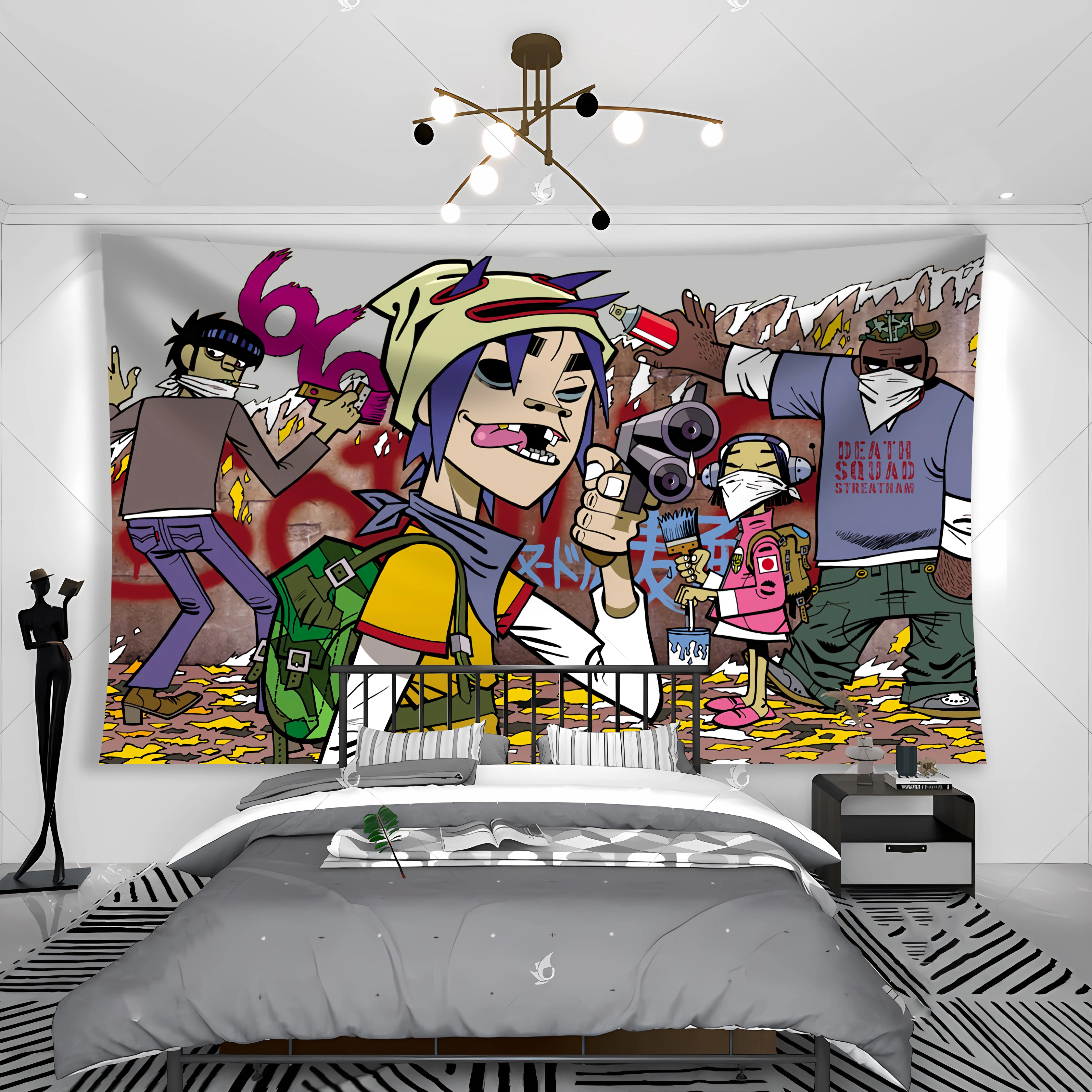 Gorillaz Demons Days Album Cover Art Posters Hippie Hip Pop Tapestry Banner Wall Hanging Aesthetic Room Decoration  Home Carpet