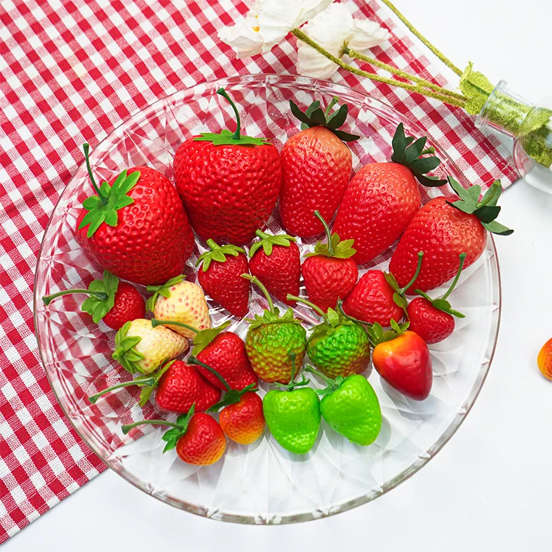 Simulated Strawberry Model Plastic Fake Fruit , Photography Background Props, DIY Festival Decoration Materials, 50 PCs/Lot