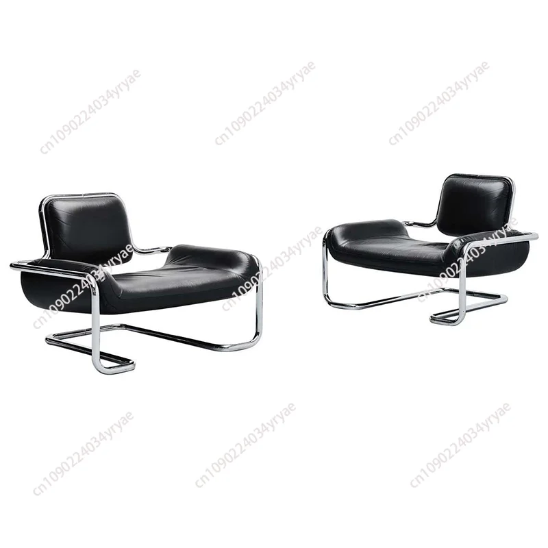 

Custom Nordic designer curved special-shaped leather art convex chair hardware living room simple light luxury personality backr