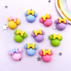 Colorful Resin Mini Cartoon Bow Mouse Head Flatback Cabochon Scrapbook 30PCS DIY Accessory Decor Figurine Hair Accessories OM391