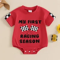 Baby Boys Summer Jumpsuit Casual Racing Letter Print Short Sleeve Romper for Newborn Cute Clothes 4