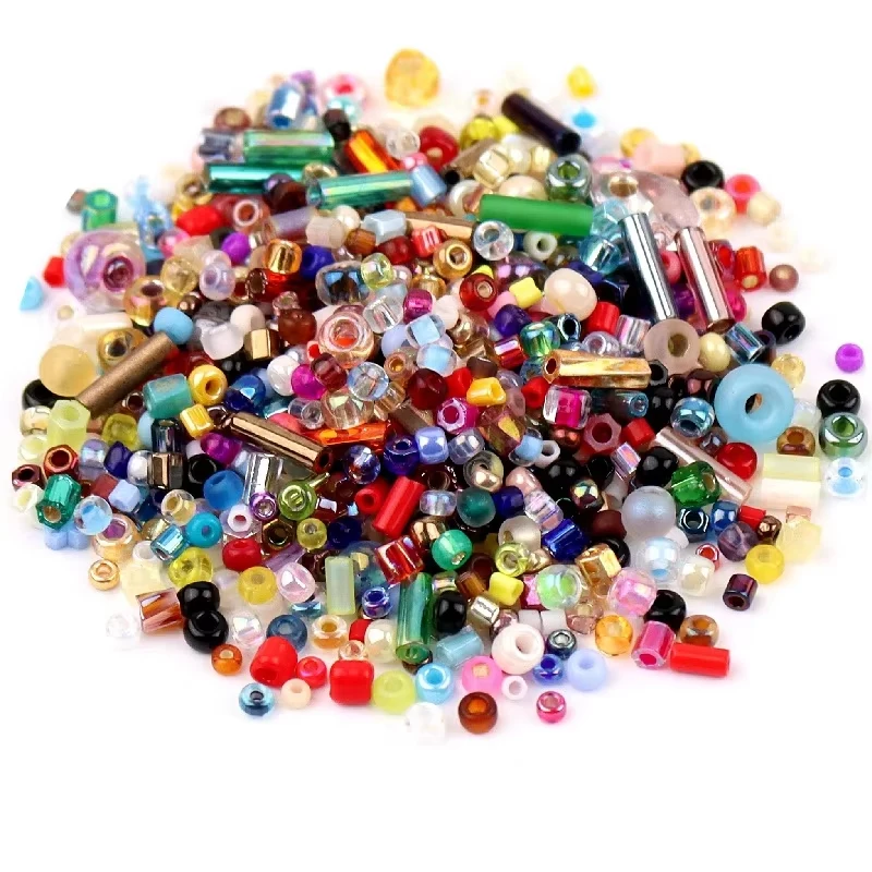 230pcs Mixed-size Irregular Twist Glass Beads Loose Spacer Seed Beads for Needlework Jewelry Making DIY Charms Handmade Sewing