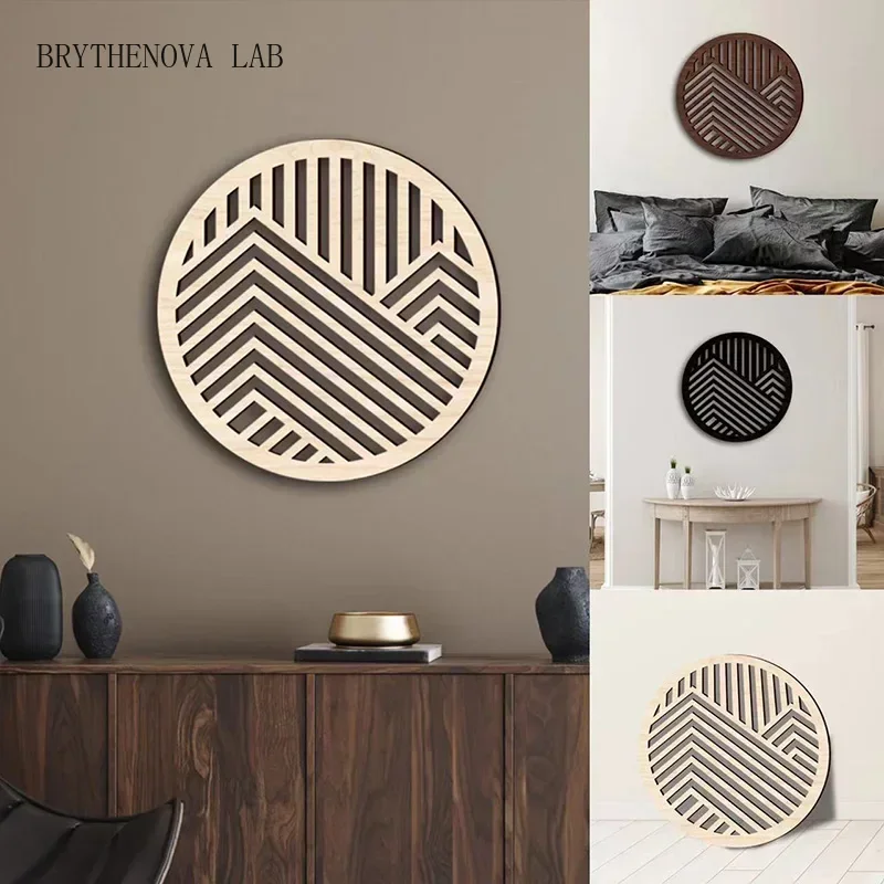 Irregularly Wooden Round Board Decoration Handmade Carving Pendant Wall Room Sticker Hollow Out Office Wall Hanging Ornaments