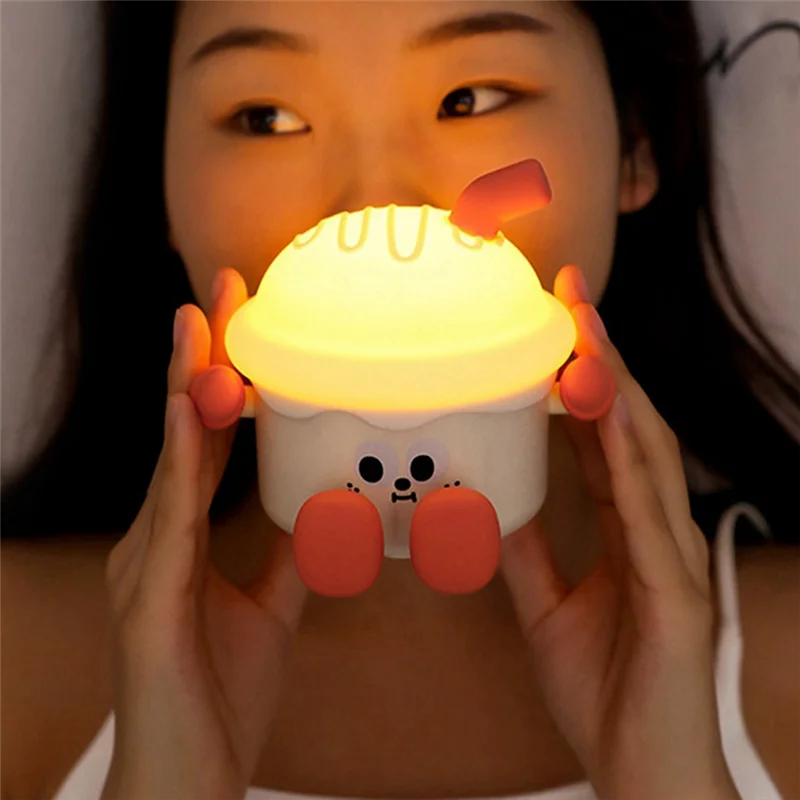 

ABPQ-Birthday Cake Night Light Ornament Bedside Lamp Sensor Pat Lamp Creative Cute Gift For Girlfriend Children